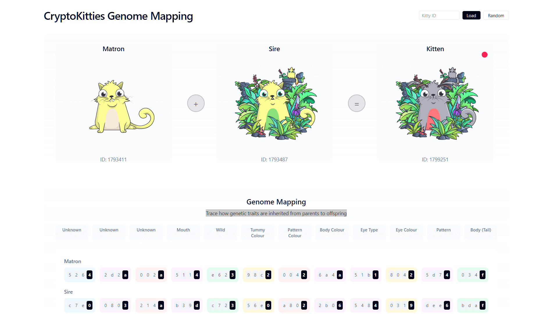 CryptoKitties Genome Visualiser